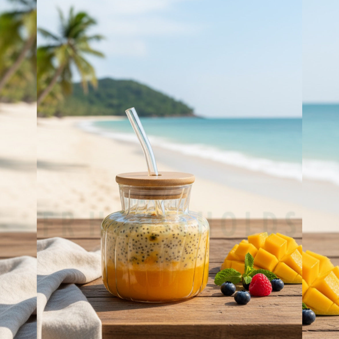 400ml CHICORY Latte Glass with Bamboo Lid & Straw – Modern, Eco-Friendly Drinkware