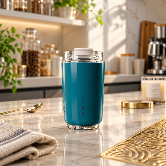 SMEG Teal Travel Tumbler with Clear Lid