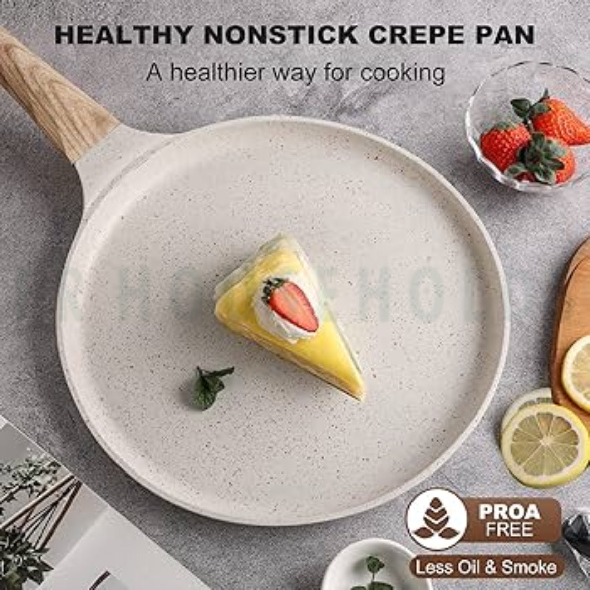 Granite Coat Crepe Pan with Induction Support Base - 28cm