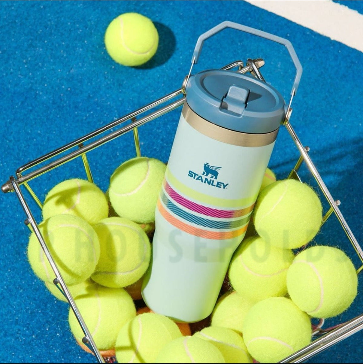 THE VARSITY ICEFLOW™ FLIP STRAW TUMBLER | 30 OZ (Seafoam Stripe)