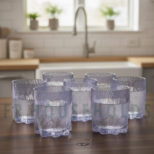 Scratchy Glacier Glass – 300ml Textured Drinking Glass for Water, Juice & Cocktails | Ice Blue