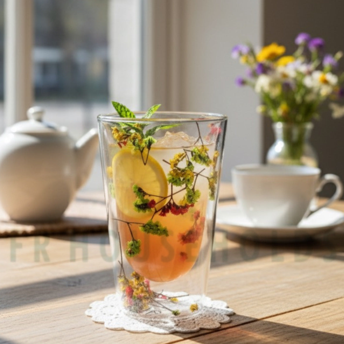 400ml | Double Wall Dried Flower Straight Glass – Elegant & Aesthetic Drinkware