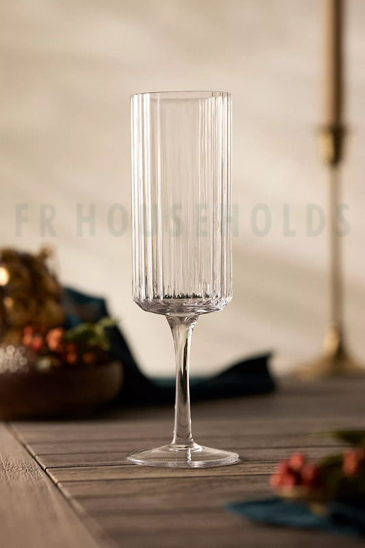 Crystal Ripple Cylinderical Fluet Glass | 185ml - 6PC
