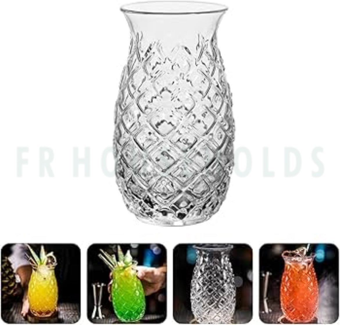 480ml Pineapple Shaped Cocktail Glass With Straw