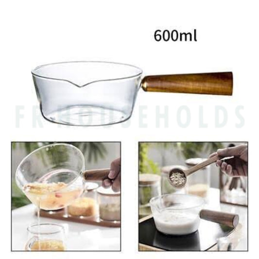 Glass Cooking Utensil (Saucepan) For Stove Use - 600ml