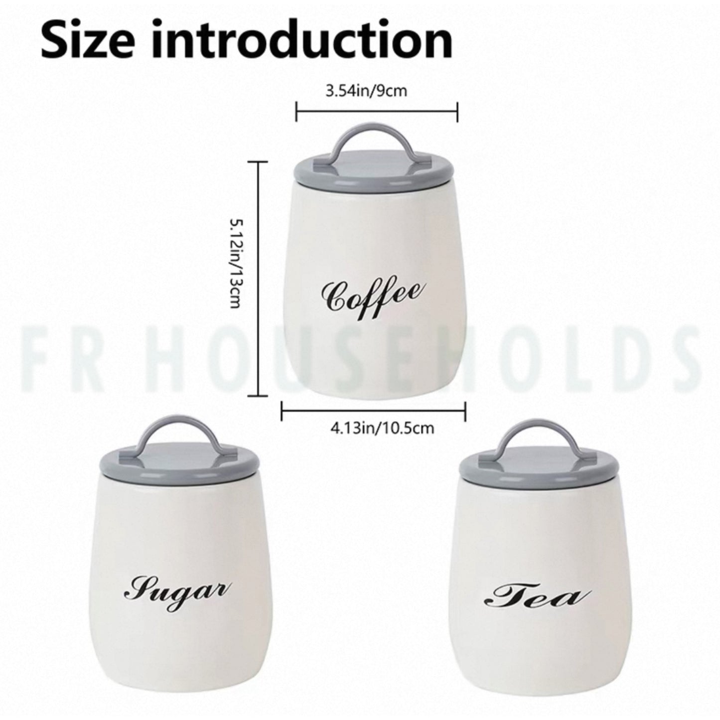 3pcs Tea Coffee & Sugar Airtight Tin Canisters Set