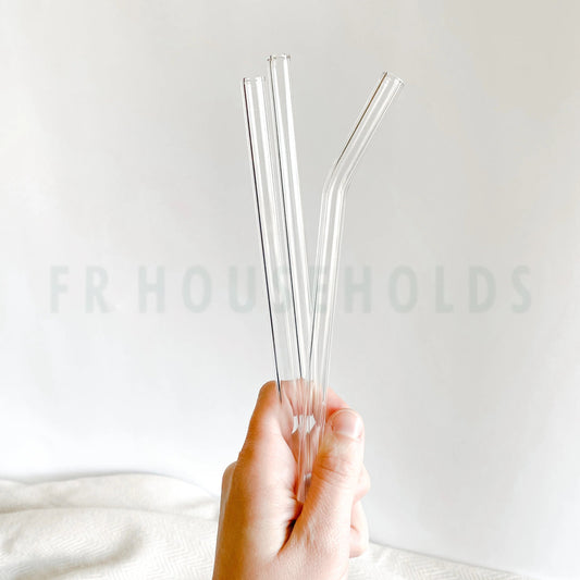 Classic Clear Straight Glass Straws - 6 Pack | 7mm Skinny Straight