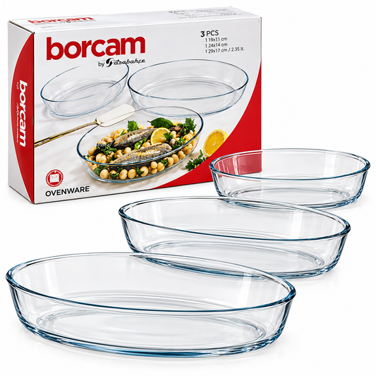 BORCAM Glass Salad Bowl | 3000cc - Made In Turkey