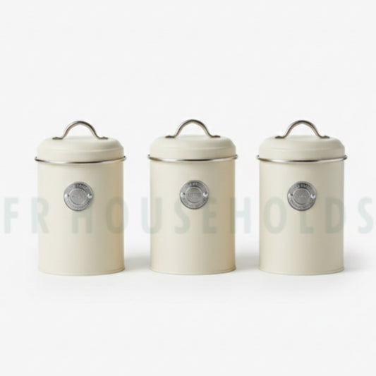 Metallic 3pcs Airtight Tea, Coffee & Sugar Jars Set – Premium Kitchen Storage Canisters