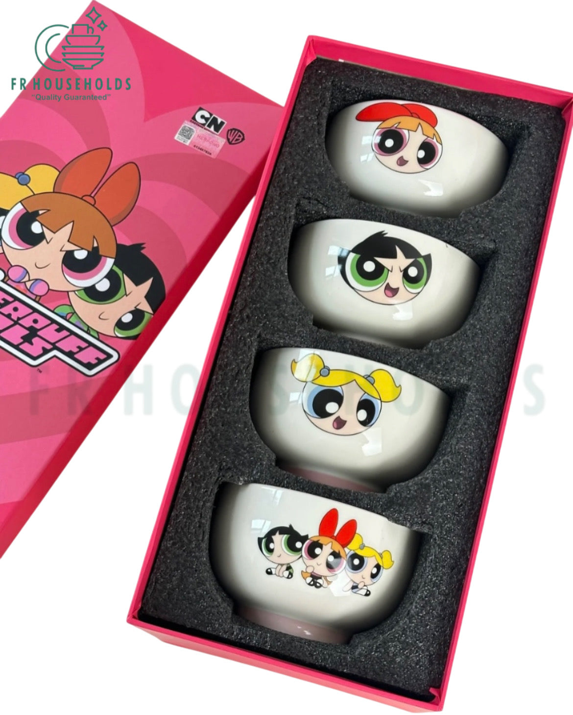 POWERPUFF GIRLS PORCELAIN BOWLS SET WITH ORIGINAL GIFT BOX | 4 PCS SET