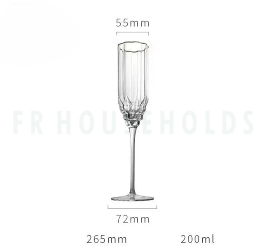 Crystal Cylinderical Flower Mouth Gold Rim Fluet Glass | 230ml | 6PC