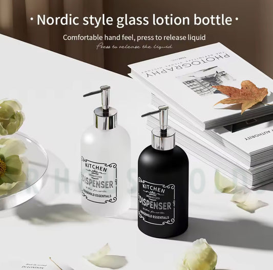Elegant Frost Glass Soap & Lotion Dispenser – Modern Stylish Design