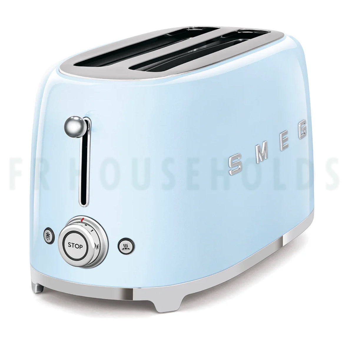 SMEG Retro Toaster Machine – Premium Stainless Steel 2-Slice Toaster with Adjustable Browning & Wide Slots | Pastel Blue