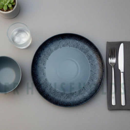 Premium Earthenware Self-Engraved Plates | Dinner - Deep - Quater Microwave & Dishwasher Safe | 6 Peice