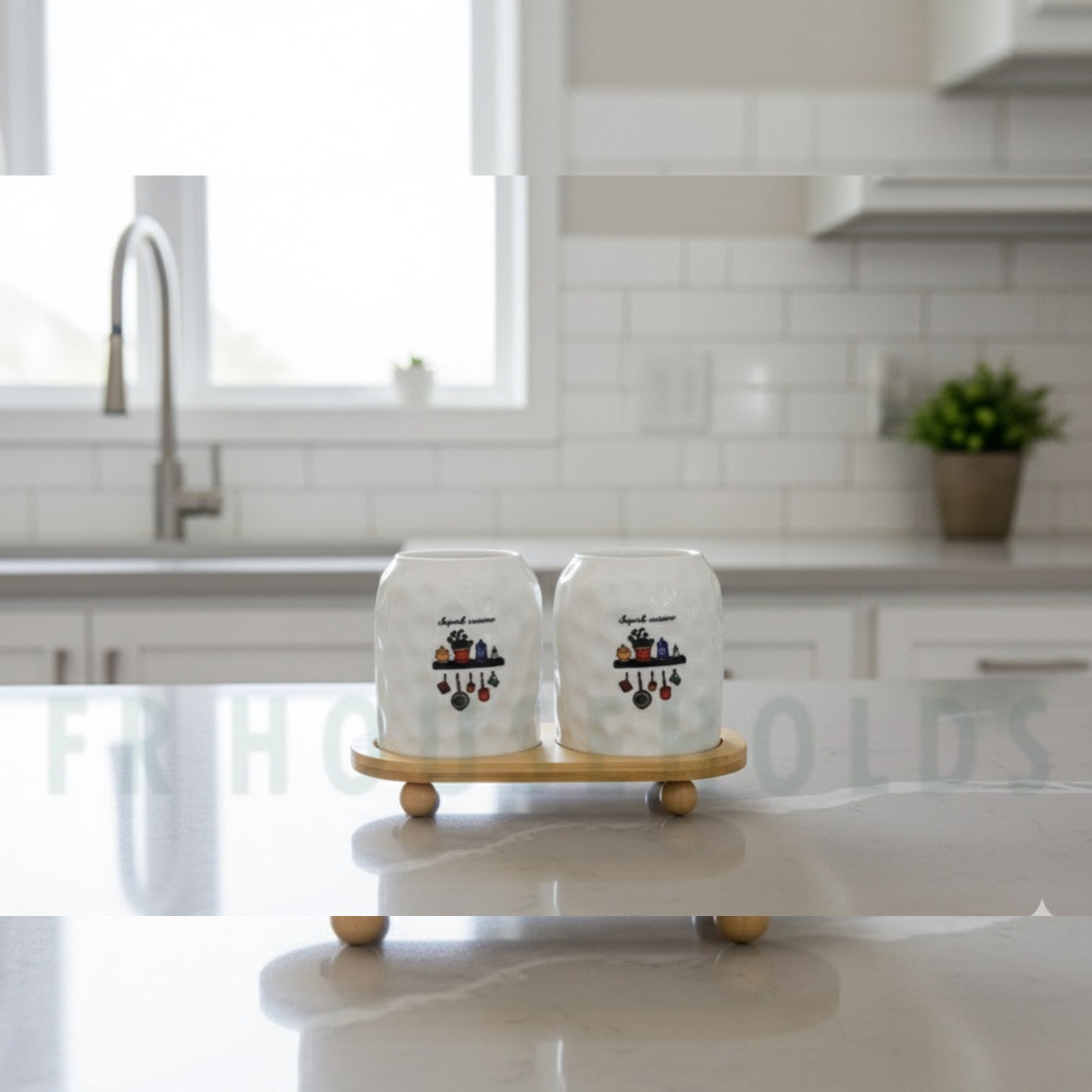 2-Piece Spoon Organizer with Bamboo Stand – Elegant & Functional Kitchen Storage