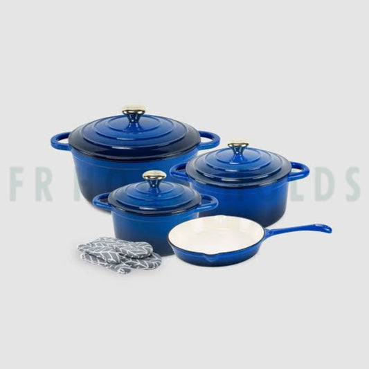 7pcs Cast Iron Enamel Cookware Set - Royal Blue