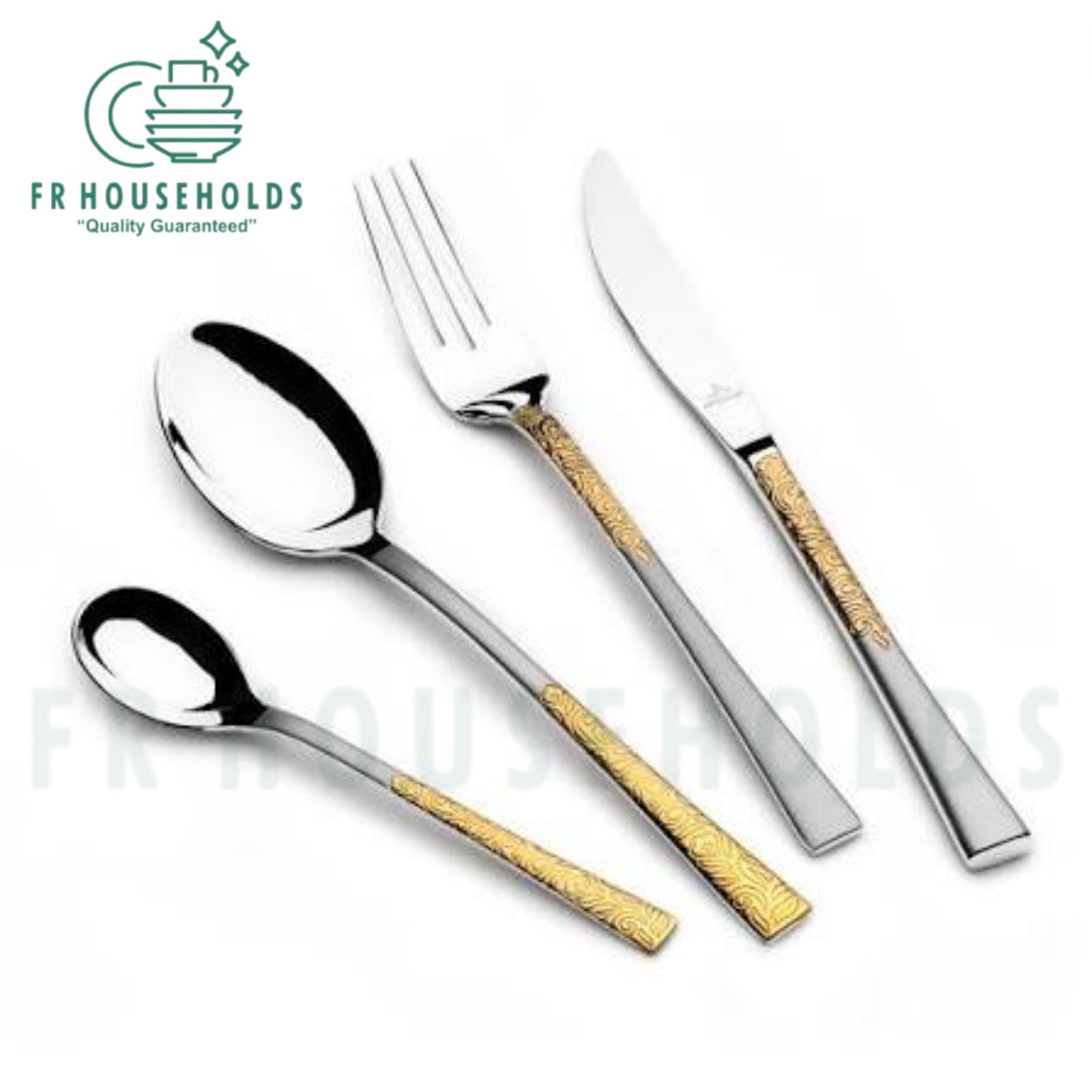 Arshia Stainless Steel Cutlery Sets 50pcs Gold/Silver | 12 Persons Serving