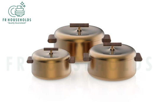 Artistic Matt Bronze 3-Piece Hotpot Set – Elegant, Insulated & Heat Retentive | Perfect for Stylish Serving