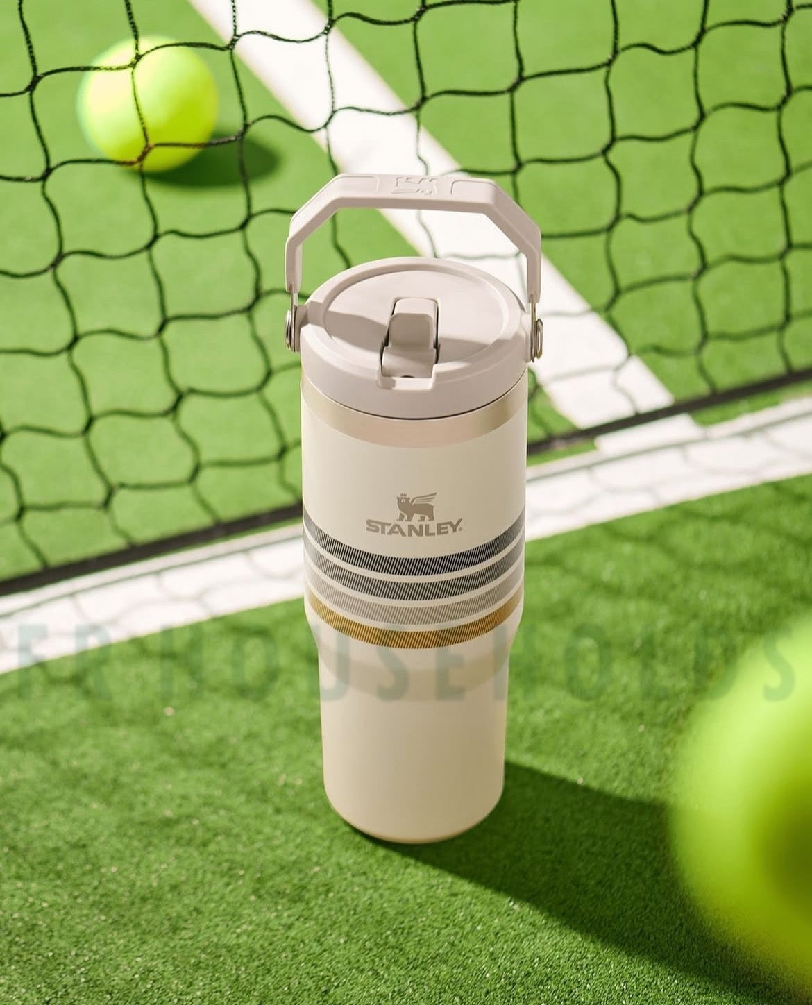 THE VARSITY ICEFLOW™ FLIP STRAW TUMBLER | 30 OZ (Cream Ash Stripe)