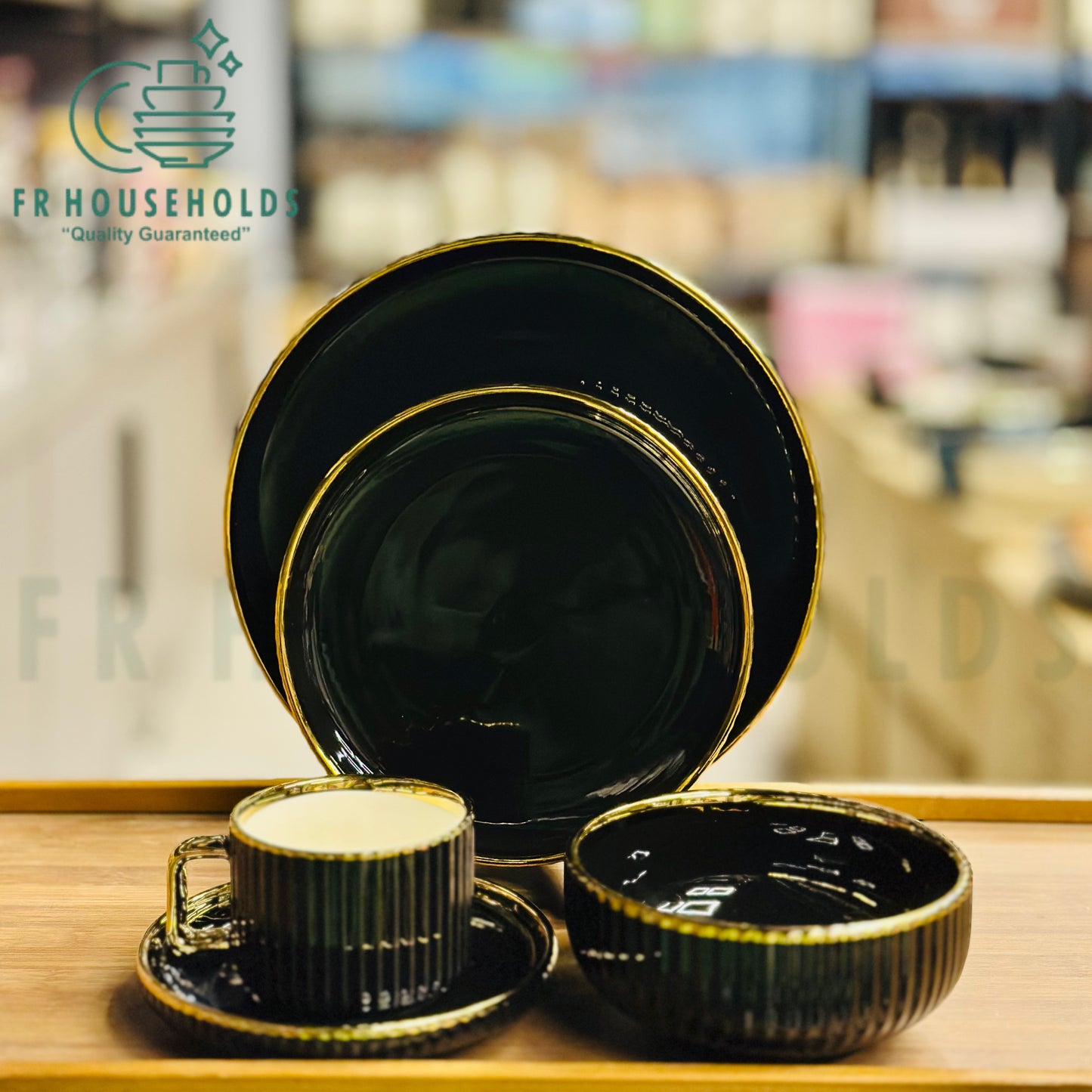 32pcs Porcelain Dinner Set with Gold Rim | Luxury Ceramic Tableware Set