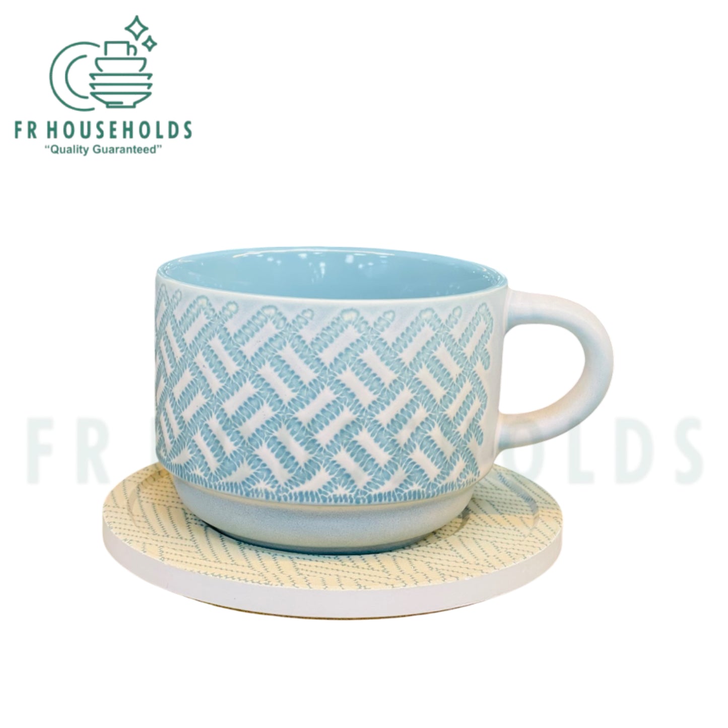 DannyHomes Stoneware Cup & Coasters Set – Rockery Texture Engraving