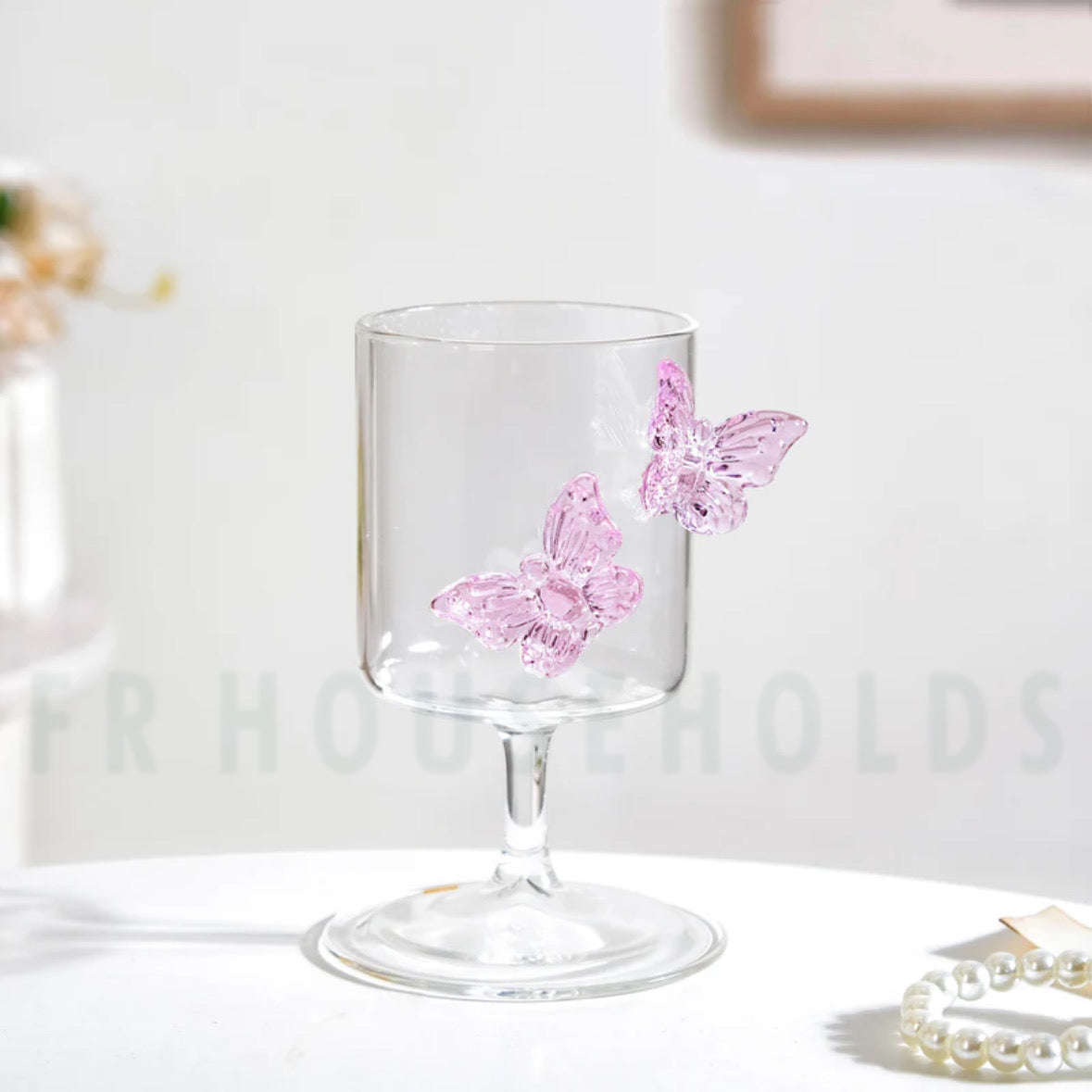 Crystal Butterfly Low Foot Glass – Premium Aesthetic Glass | 1pc