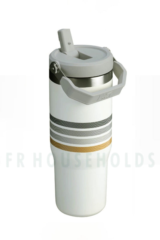 THE VARSITY ICEFLOW™ FLIP STRAW TUMBLER | 30 OZ (Cream Ash Stripe)