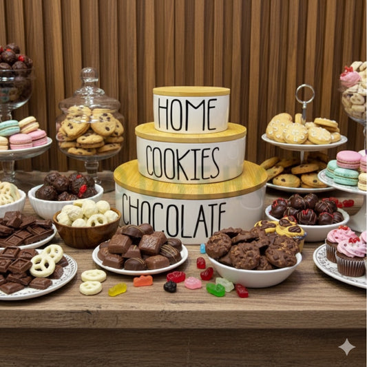 3PCS Porcelain Serving Bowls with Bamboo Lids