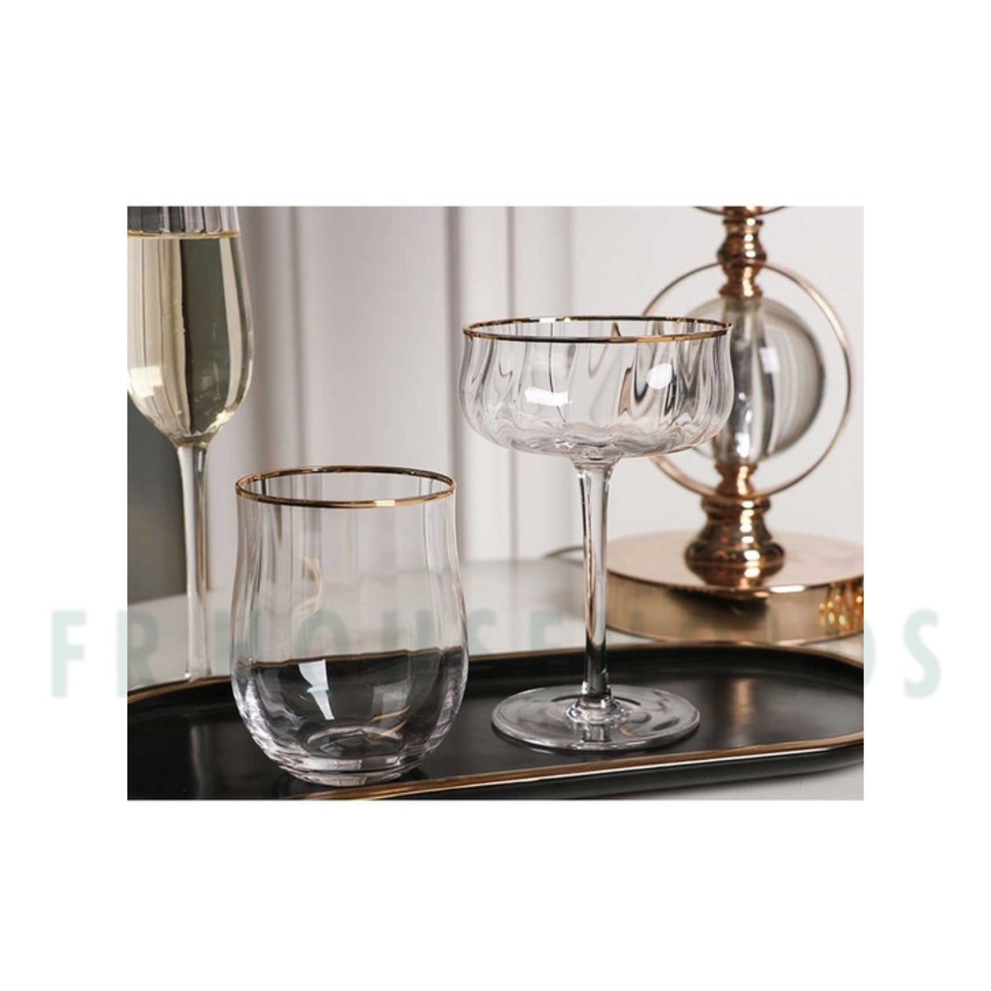 Petal Gold Edge Classic Stemless Glass - 300ml - 6PC
