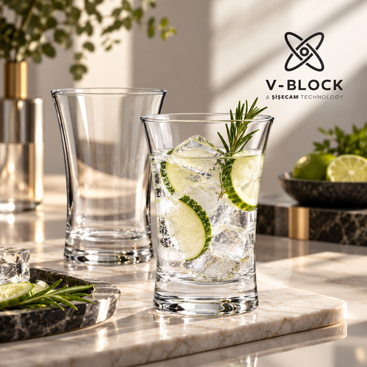 Pasabache AZUR V-Block Glass | Anti Covid Sheild | 240ml - 6pc Set