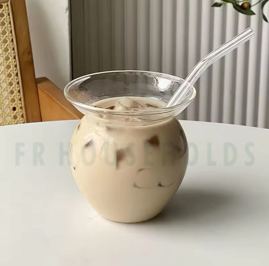 Matka Beverage Glass With Straw - 550ml/18.5OZ