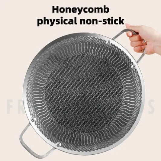 Honeycomb Laser-Coated Flat Pan (Tawa) with Induction Support Bottom - 38cm