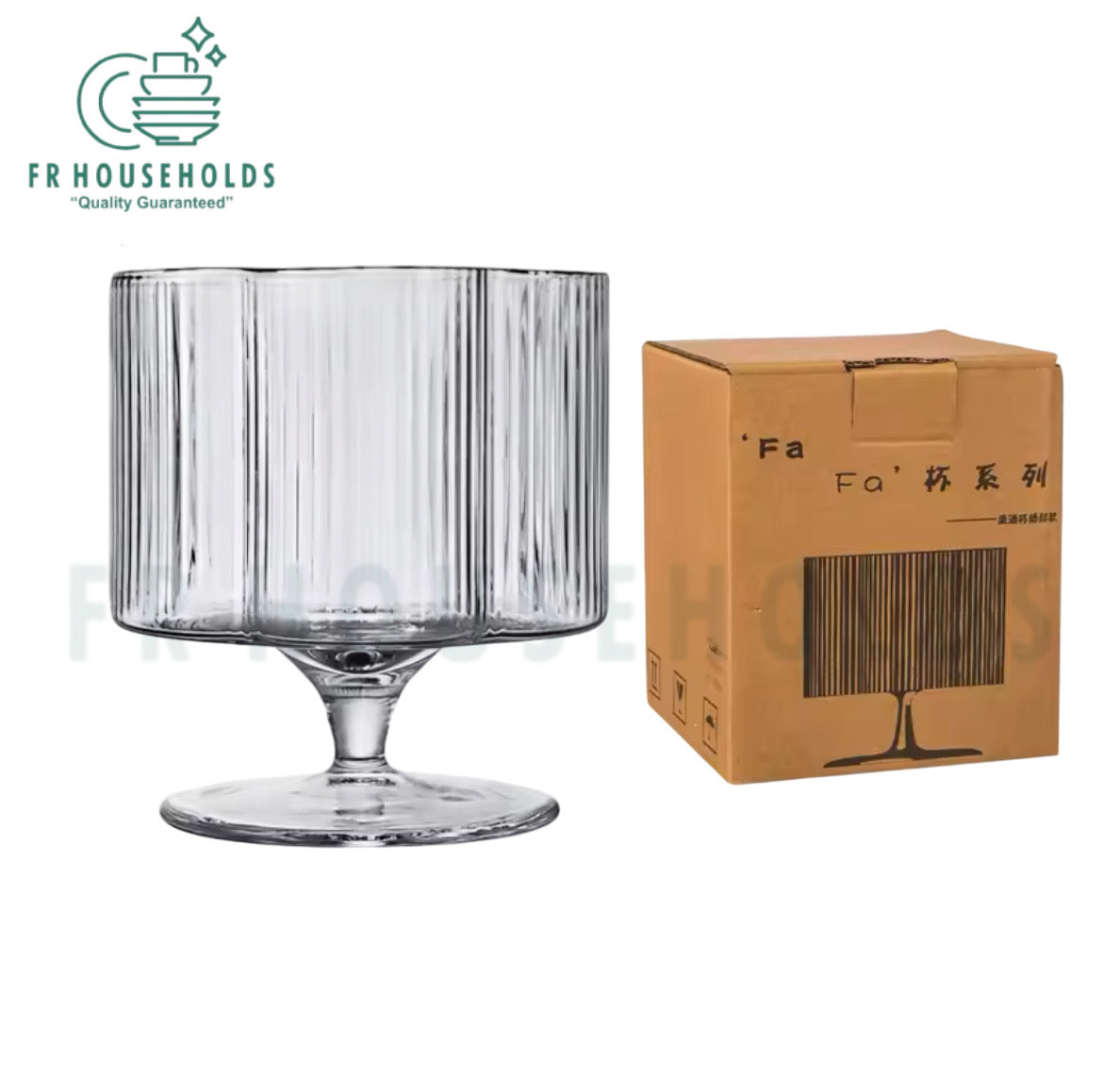 Ribbed Flower Shape Series Low Stem Glass Set Of 6 – 370ml | 165g - 6PC