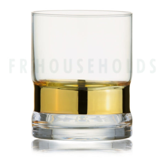 Personalised Crystal Wide Gold Rim Base Tumbler Glass | 350ml/12OZ - 6PC