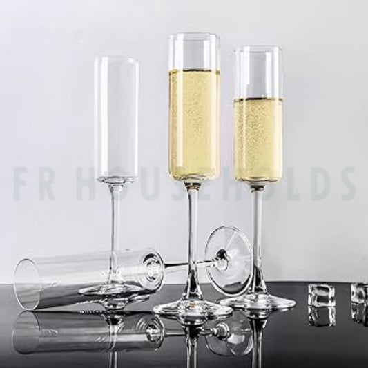 Crystal Cylinderical Edge Fluet Glass | 150ml - 190ml | 6PC