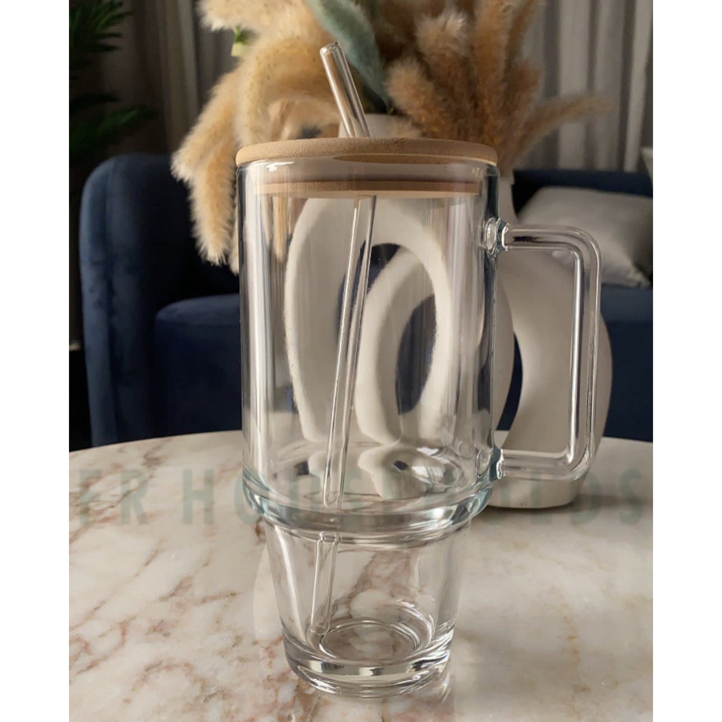 700ml Glass Tumbler with Bamboo Lid & Straw – Eco-Friendly & Stylish