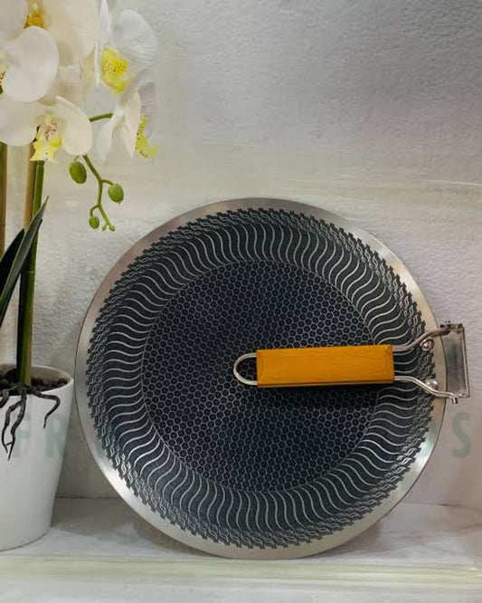 Honeycomb Laser-Coated Flat Pan (Tawa) with Induction Support Bottom | 38cm
