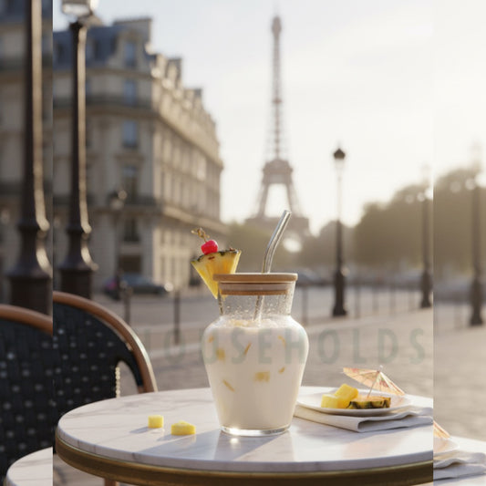 AFFOGATO Coffee Glass with Bamboo Lid & Straw – 450ml Stylish Eco-Friendly Tumbler