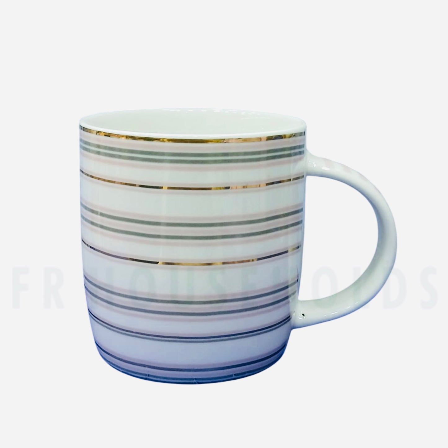 Striped & Geometric Print Premium Porcelain Mugs with Gold Rim | 350ml