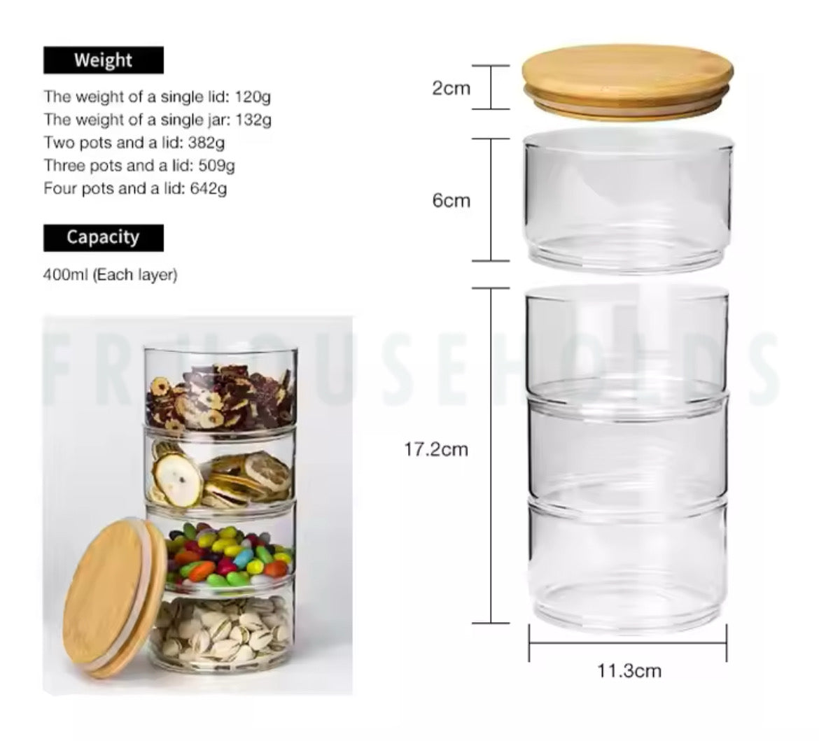 4-Portion Stackable Candy & Dry Fruit Jar with Airlock Top