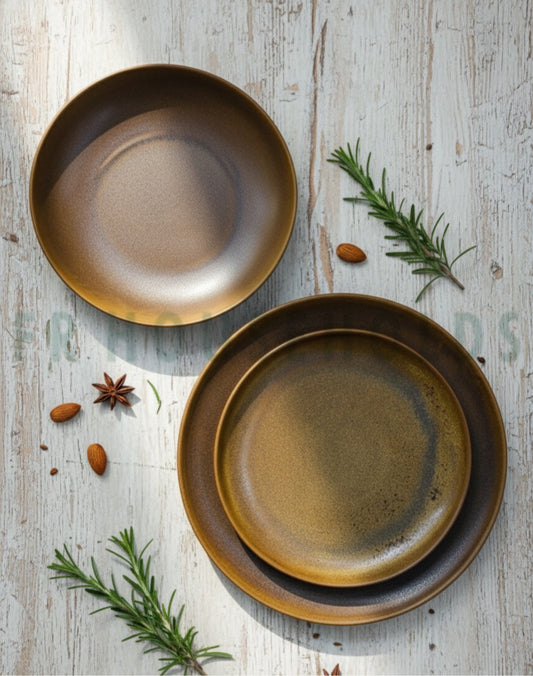Earthenware Antique Theme Plates – Vintage Charm Meets Timeless Craftsmanship | 6 peices