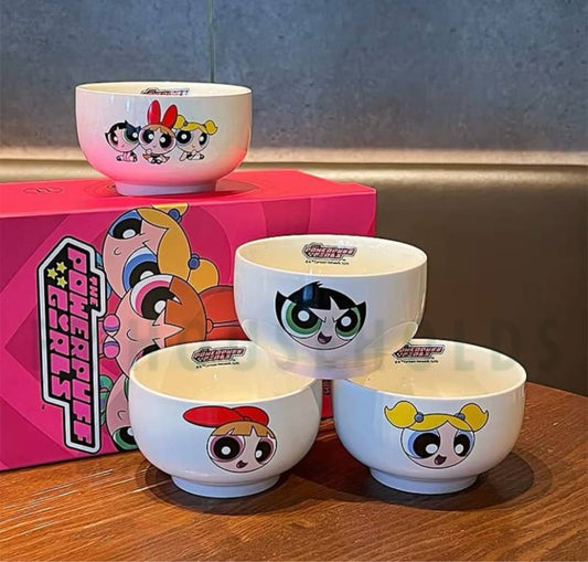 POWERPUFF GIRLS PORCELAIN BOWLS SET WITH ORIGINAL GIFT BOX | 4 PCS SET