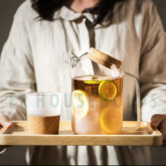 Nordic Borosilicate Glass Teapot with Wood Lid | 800ml - 1200ml - 1800ml