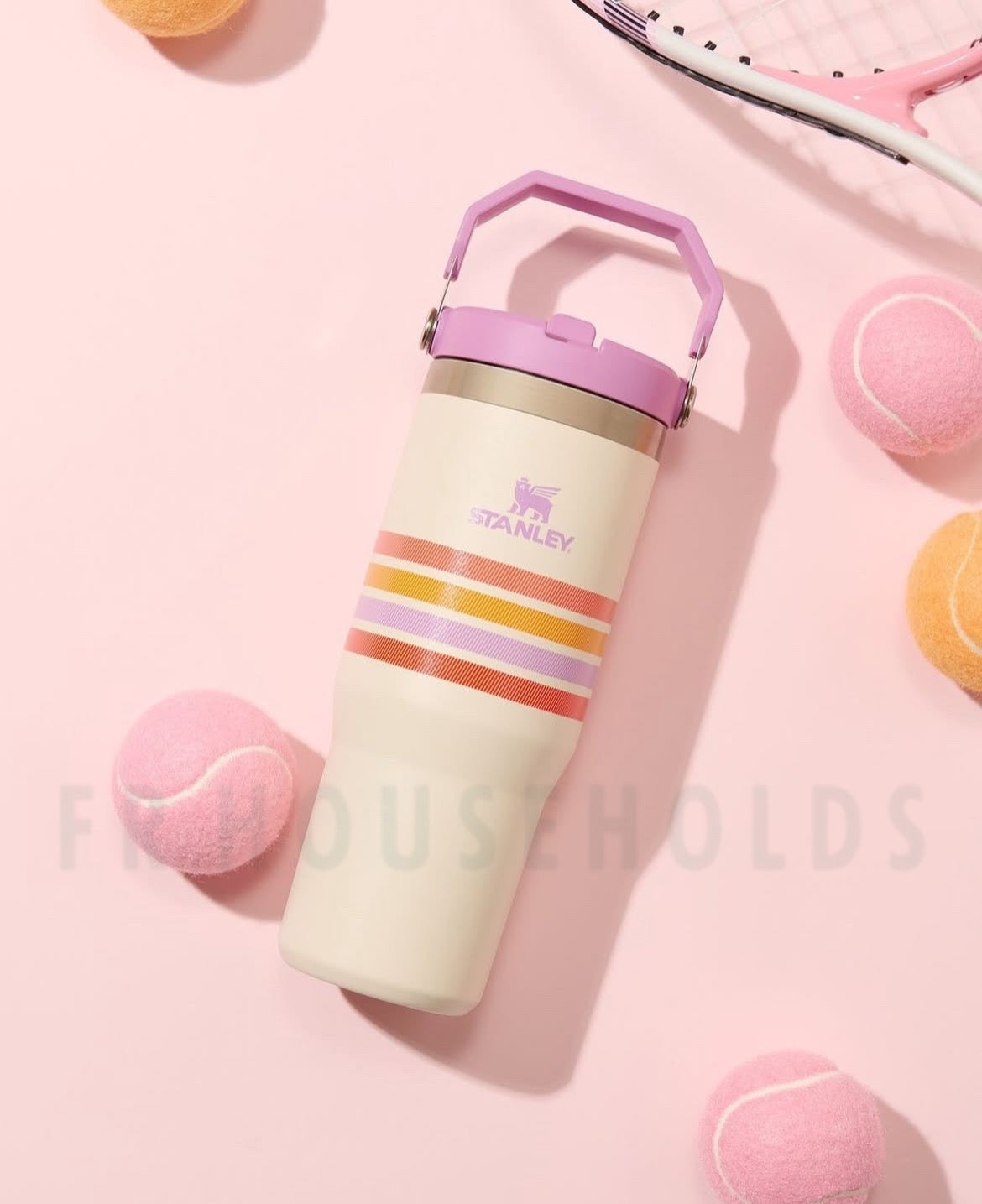 THE VARSITY ICEFLOW™ FLIP STRAW TUMBLER | 30 OZ (Cream Lilac Stripe)