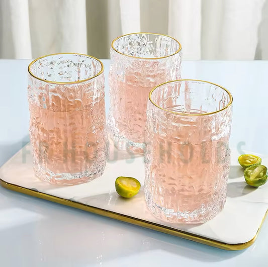 Ice Texture Crystal Drink Glass - 300ml - 6PC