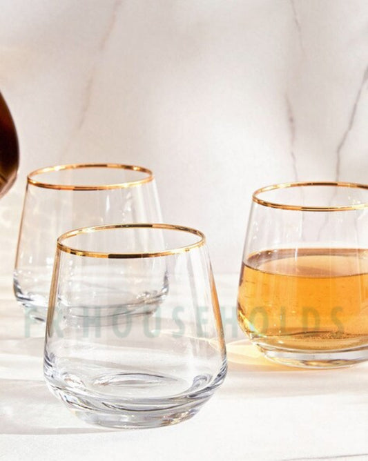 Decorium Gold Rim Crystal Drink Glass | 280ml - 6PC