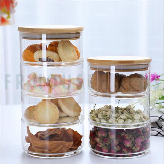4-Portion Stackable Candy & Dry Fruit Jar with Airlock Top
