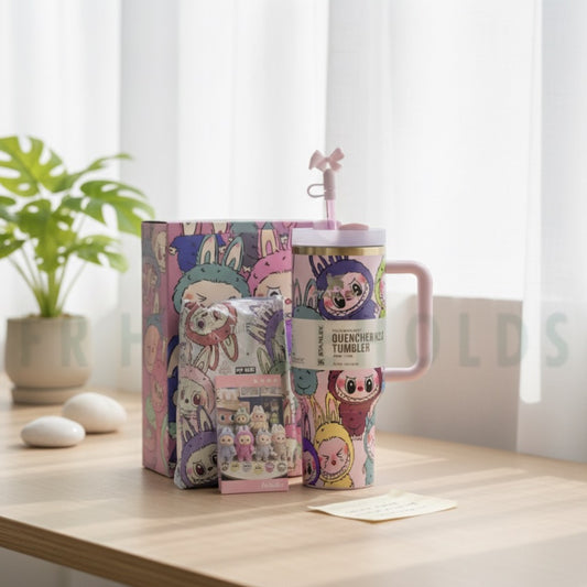 Stanley The Quencher H2.O Tumbler | 40OZ - Labubu Special (Desert Pink) - Labubu Doll Included