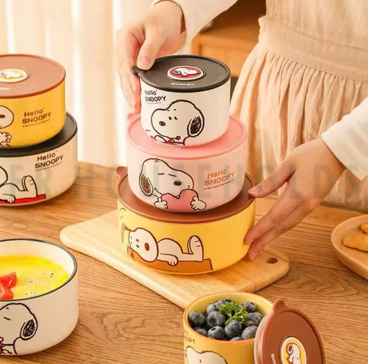 Snoopy 3pcs Airtight Food Storage Boxes With Orignal Snoopy Gift Box Packing