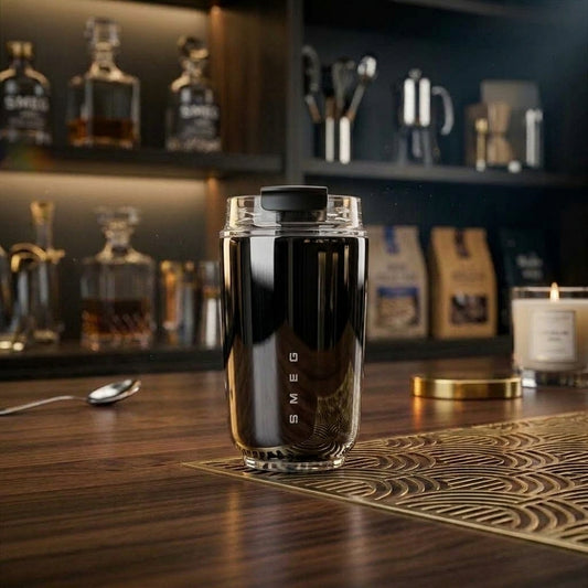 SMEG Style Transparent Lid Insulated Coffee Travel Mug (320ml)